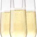 Oojami 9 oz Flute 48 piece Premium Quality Recyclable Unbreakable Crystal Clear Plastic Champagne Glasses Flute in Bulk