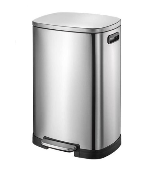 LUNIZ Kitchen Trash Can Super Large Capacity Stainless Steel Trash Can 50L Office Home Kitchen Outdoor Indoor Foot-Type Sortable Trash Can Office Wastebasket (Silver)
