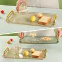 Acrylic Serving Tray with Handles - Multi-Use Plastic Tray for Party, Kitchen & Bathroom - Decorative Valet Tray for Ottoman, Dessert & Coffee Table (Amber)