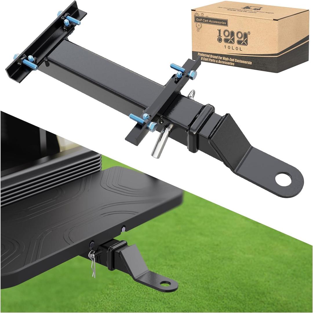 10L0L Deluxe Golf Cart Trailer Hitch Kit, Fit for Backseat Footrest with 2" Receiver High-Strength Universal Fit, Seamless Compatibl Club Car, EZGO, Yamaha, Ideal for Golf Cart Trailers