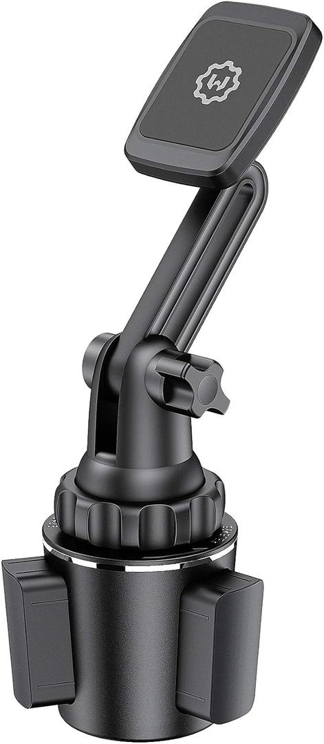 WixGear Magnetic Cup Holder Phone Mount  Universal Car Mount with Adjustable Base and Extendable Arm, Compatible with All Smartphones