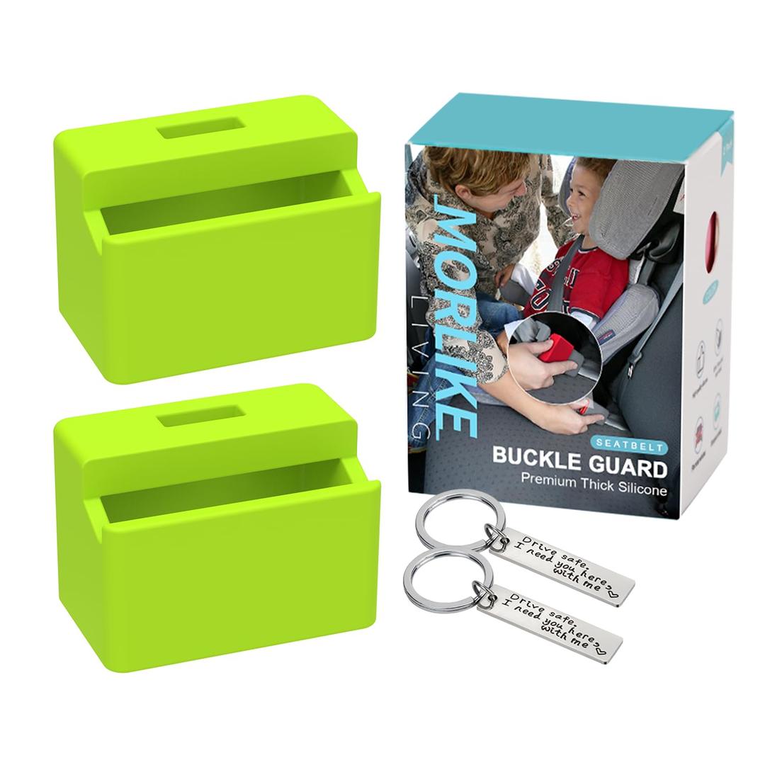Morlike Silicone Seatbelt Secure Buckle Safety Cover Lock | Keep Children Safe in Car Seat and Prevent Kids from Accidentally Unbuckling | Buckle Guard Fits Almost Vehicles(Green, 2 Pack)
