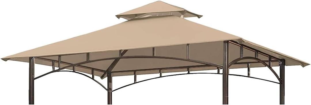 Grill Gazebo Replacement Canopy Top - Wonwon 5x8 Gazebo Roof Double Tiered Outdoor BBQ Roof Cover Grill Shelter Only Fit for Model L-GG001PST-F (Beige)