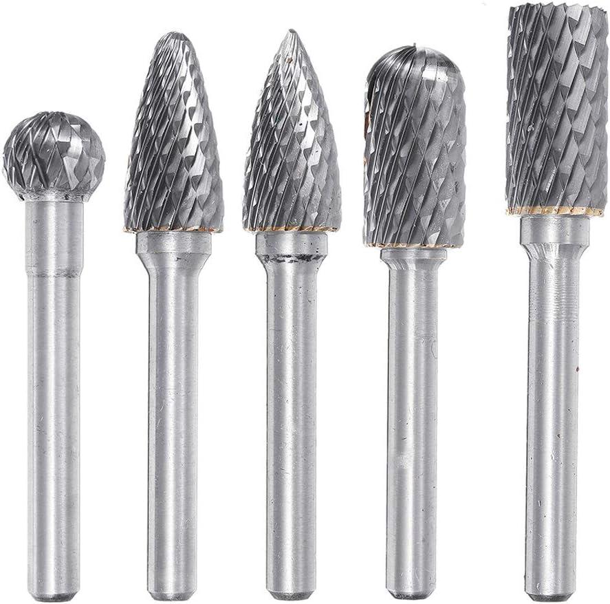 5 PCS Double Cut 6X12MM Head SizeTungsten Carbide Rotary Burrs for Rotary Drill Die Grinder for Drilling Polishing Carving Engraving by Lukcase