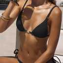 Women's Sexy Bikini Sets for Women Triangle Spaghetti Strap Thong Bathing Suits 2 Piece Textured Swimsuit Swimwear (Blue, M)