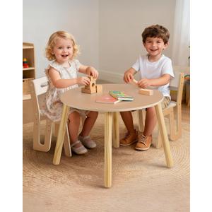 ROBUD Wooden Toddler Table and Chair Set, 2 Height Adjustable Toddler Chair Ages 3-8, Kids Desk for Classroom/Daycare/Home, Children Multi-Activity Table, WG425