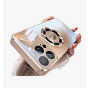 Doulings Magnetic Series Design for iPhone 12 Pro Case,[Compatible with MagSafe][Military Drop&Full Camera Lens Protector] Large Window Logo View Dust-Proof Matte Shockproof Cover,Gold