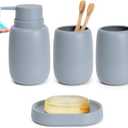 Bathroom Accessory Set 4 Pcs Bath Accessory Sets Complete Soap Dispenser 18 oz Tumbler Soap Dish for Modern Bathroom Decor