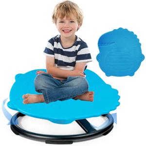 Sensory Spinning Chair for Autistic Kids, ADHD Autism Swivel Chair Training Body Coordination, Metal Base Non-Slip Sit and Spin Toys for Kids (Blue)
