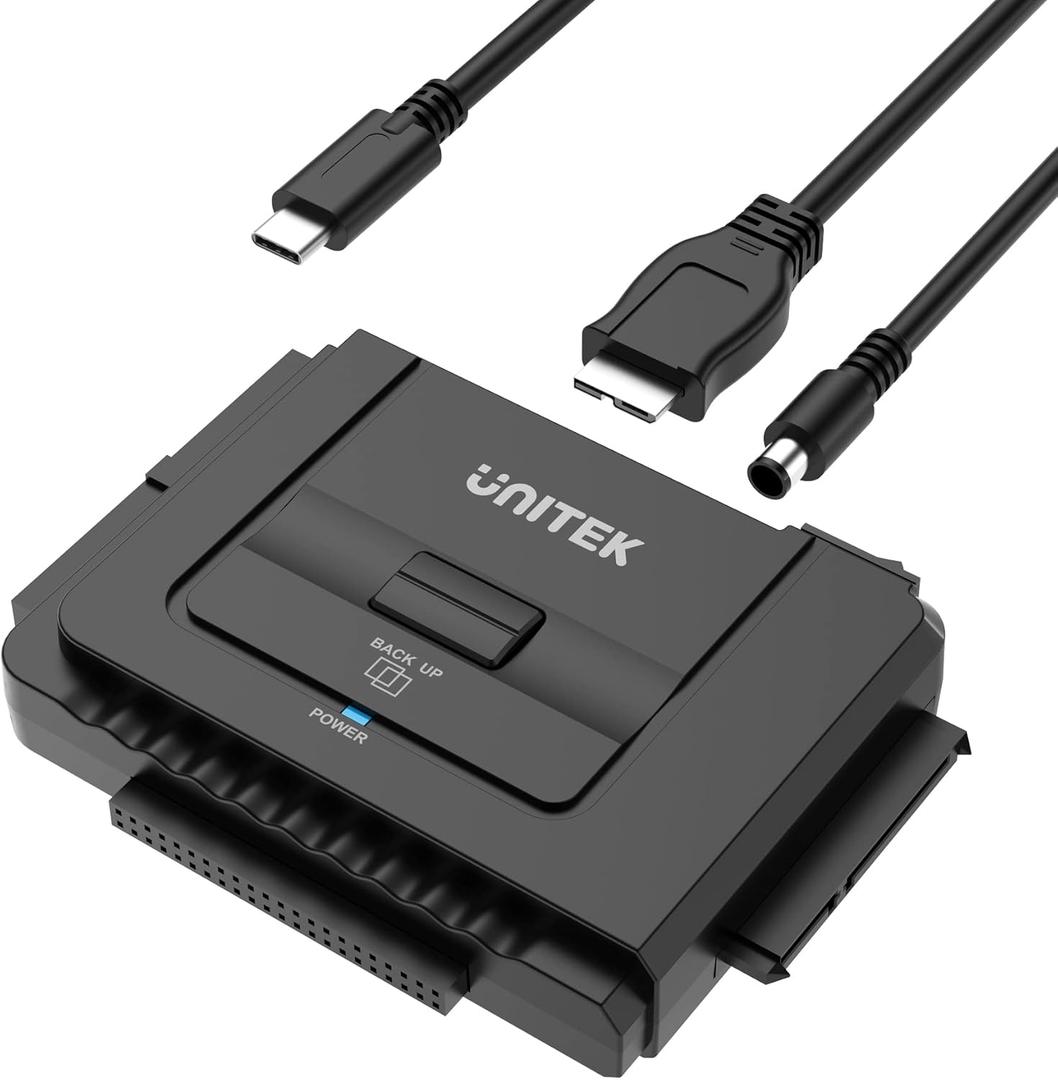 Unitek USB 3.0 to IDE and SATA Converter External Hard Drive Adapter Kit for Universal 2.5/3.5 HDD/SSD Hard Drive Disk, One Touch Backup Function, Included 12V/2A Power Adapter