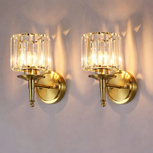 Crystal Wall Lamp Modern Wall Sconces LED Wall-Mounted Decorative Lighting Compatible with Living Room Bathroom Bedroom Hallway Bedside Decor Lamp, 2 Pack