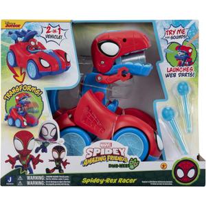 MARVEL Spidey and His Amazing Friends Spidey-Rex Racer - 8-Inch Vehicle with Sounds that Transforms from Vehicle Into Dinosaur