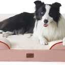 Bedsure Orthopedic Dog Beds Large Sized Dog - Washable Large Dog Cat Bed Waterproof, Comfort Dogs Couch Sofa with Washable Removable Cover, Pet Bed with Nonskid Bottom, Pink, 35"