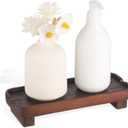 Wood Riser Small Decorative Tray Sink Soap Dish, Vanity Tray Pedestal Stand 8.7 x 3.6 inches (Dark Brown)