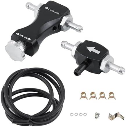 MiJunHD Manual Boost Controller, Universal Aluminum Pressure Regulation Valve Kit with Mounting Bracket Hose for Turbocharged Engine Components (Black, 1-Piece)
