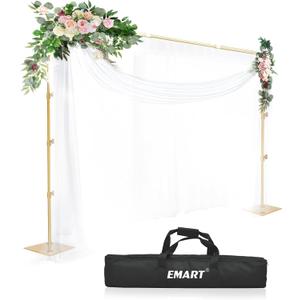 EMART Heavy Duty Backdrop Stand 8.5x10ft(HxW) Adjustable Background Support System Kit with Steel Base for Photography, Photo Backdrop Stand for Parties Birthday Video Studio - Gold