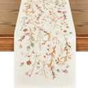 Artoid Mode Floral Leaves Fall Table Runner, Wild Flowers and Grasses Seasonal Autumn Kitchen Dining Table Decoration for Home Party Decor 13x120 Inch (Brown)