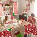 Christmas Tablecloths for Rectangle Table, 87x51'' Santa Claus Snowman Reindeer Snowflake Xmas Plastic Disposable Table Cover for Christmas Party Winter Events Decorations, Red, 12 Pack