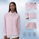 VVCsunshine Womens Button Down Shirts Solid Long Sleeve Blouses Breathable Casual Oxford Shirts Collared Tops (Large, Pink)