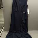 Adrianna Papell Studio Women's Ruffle Flounce Crepe Gown, Midnight, 16