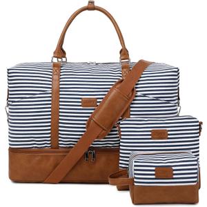 Weekender Bag, Large Travel Duffel Bag for Women, Carry on Overnight Bag with Shoe Compartment and Toiletry Bags