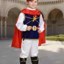 Nuehoryu Prince Charming Costume for Boys Kids Royal Prince King Outfit for Cosplay Party Dress Up(Blue, 5-6 Years)