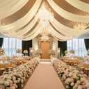 40ft×20ft Champagne Ceiling Drapes for Weddings Events Wrinkle-Free Polyester Ceiling Backdrop for Ten Canopy Church Stage Bedroom Decor 8 Panels 5×20ft, W5' x H20'_8 Panels