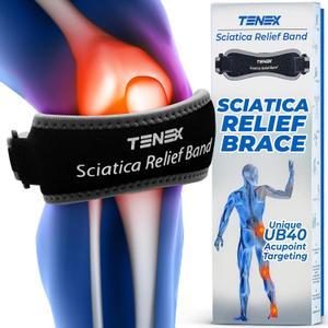 Tenex SRB Sciatica Pain Relief Device, Non Slip 10X Sciatica Relief Band For Sciatic Nerve Pain, Adjustable Single Leg Brace Targets UB40 Acupressure Point Behind Knee For Back Hip Leg Comfort, Daily Use