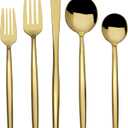 Towle Living Forged Shea Gold 20-Piece Flatware Set, Service for 4, Modern Forged Stainless Steel Silverware with Warm Gold Finish, Elegant Tableware for Everyday & Entertaining