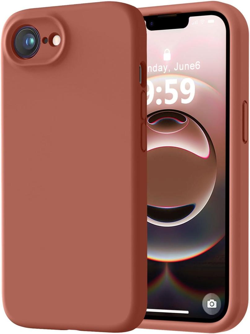 LOVE 3000 Designed for iPhone 16e Case, Premium Silicone with [Soft Anti-Scratch Microfiber Lining] Shockproof Protective Phone Case for Men Women Girls 6.1", Caramel