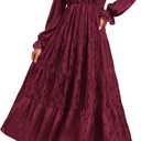 KIRUNDO Spring Wedding Guest Dresses for Women 2026 Maxi Floral Long Sleeve Elegant Ruffle Tiered Flowy Party Long Dress (Medium)