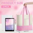 Sanwuta 6 Pcs Canvas Tote Bags Bulk with Outer Pocket Small Sublimation Blank Canvas Tote Reusable Grocery Bag for Women, DIY Craft (Pastel)