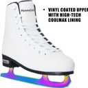 MammyGol Classic Ice Figure Skates for Womens/Misses/Girls Lace up with Vacuum Plating Steel Blade Light Support Ice Figure Skates in White Color Size 6