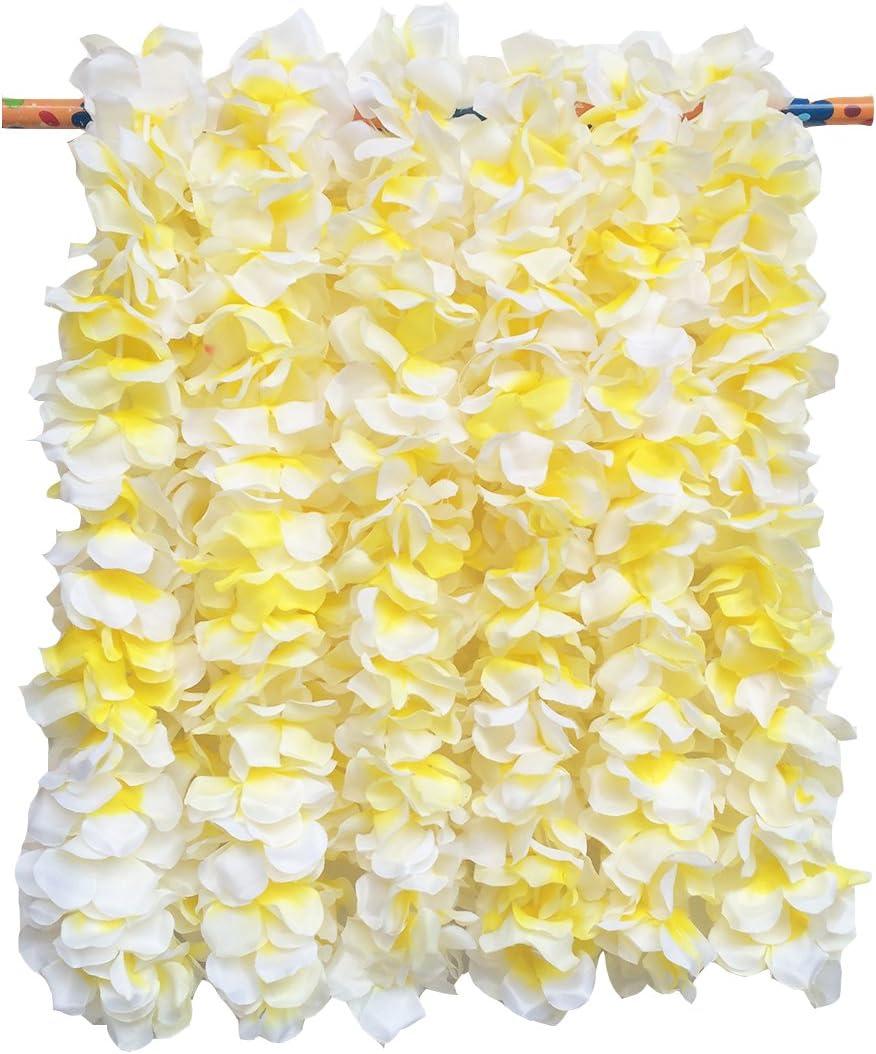 LITTLE FEATHER Large White Flower Leis for Tropical Hawaiian Luau Bridal Shower Party Favors,Pack of 6Pcs