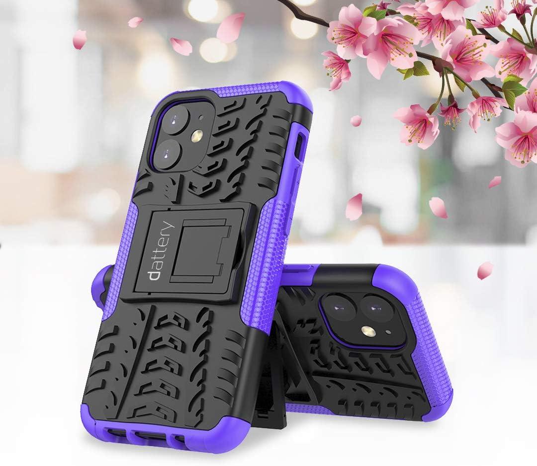 DATTERY Case for iPhone 12 Precise Cutout for Charging and Adjustment Buttons Without Adding Bulk Kickstand Design (Purple)