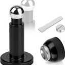 Magnetic Door Stop, Adjustable Magnetic Door Stopper Heavy Duty, Strong Magnet Door Holder Catch, Stainless Steel Black Doorstop Wall or Floor Mount