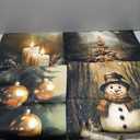 Set of 4 - Vintage Retro Winter Holiday Xmas Pillow Case, Size 18x18