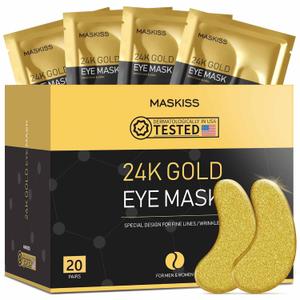 Maskiss 24k Gold Under Eye Patches (Pack of 12), eye mask, Collagen Skin Care Products, Eye Patches for Puffy Eyes, eye masks for dark circles and puffiness (EXP APR 24 2029)