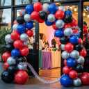 5 x Red Blue Black Balloon Arch Kit, Blue and Red Balloon Arch Kit, Blue Black Balloons Garland with 22 Inch Star Foil Balloons for Men Boys Birthday Baby Shower Graduation Party Decorations