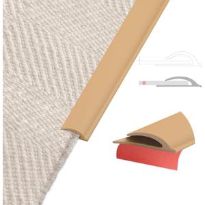 Flexible Carpet Edge Trim  Self-Adhesive Waterproof Cuttable Safety Edging for Thick Rugs &Mats, Peel & Stick Floor Transition Strip, for High-Traffic Areas (Fits Thin Carpets Up to 8mm,Brown-20Ft)