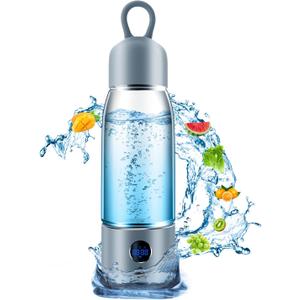 Hydrogen Water Bottle with Three Modes Produces 5000 PPB of Hydrogen Water in 8 Minutes,Made of Aluminium and Glass,with Colorful Light,Rechargeable for Travelling,Office,Home