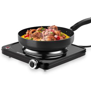 Vayepro Hot Plate, 1500W Portable Electric Stove, Single Electirc Cooktop,Portable Burner for Cooking, Cooktop for Dorm Office Home Camp, UL Listed,Compatible with All Cookware