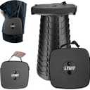 Upgraded Square Folding Stool, Max Load Capacity 485lbs, Portable Collapsible Seat, Telescoping Foldable Stool for Camping,Fishing,Hiking,Travel (Black)