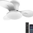 22inch Ceiling Fans with Lights, 6-Speed Reversible DC Motor, Dimmable LED Light, 3CCT, Quiet Operation, for Kitchen Bedroom Dining Room Patio (White)