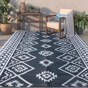 LILIOFFIC Outdoor Rug for Patio Clearance, 5'x8' Waterproof Plastic Patio Mat, Reversible Camping Rugs, Rv, Porch, Deck, Camper, Balcony, Backyard, Gray (01/Grey)