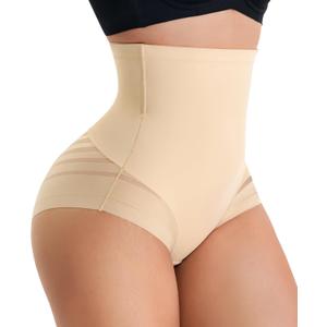 Nebility Shapewear Tummy Control Underwear High Waisted Panties Compression Body Shaping Briefs Girdle with Stripe Lace