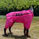 Lovelonglong Waterproof Dog Raincoat 4-Leg Full Body Dog Rain Suit with Reflective Strips & Leash Opening, Outdoor Dog Jacket for Rainy Weather, 4XL