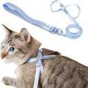 Cat Harness and Leash 2-in-1, Escape Proof Anti-Chocking Harness Adjustable Lighweight Leash for Walking Outoor Training for Kitten Small Large Cats Puppy, US IDA Bronze Award (Sierra Blue)