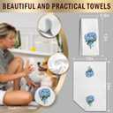 Blue Hydrangea Flower Floral Kitchen Towels Set of 2，Blue Hydrangea Floral Kitchen Bathroom Decor Gifts，16x24 Inch