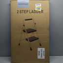 2 Step Ladder, Portable Steel Folding Step Stool with Wide Anti-Slip Pedal & Convenient Handgrip, 500lbs Sturdy Steel Ladder, Black